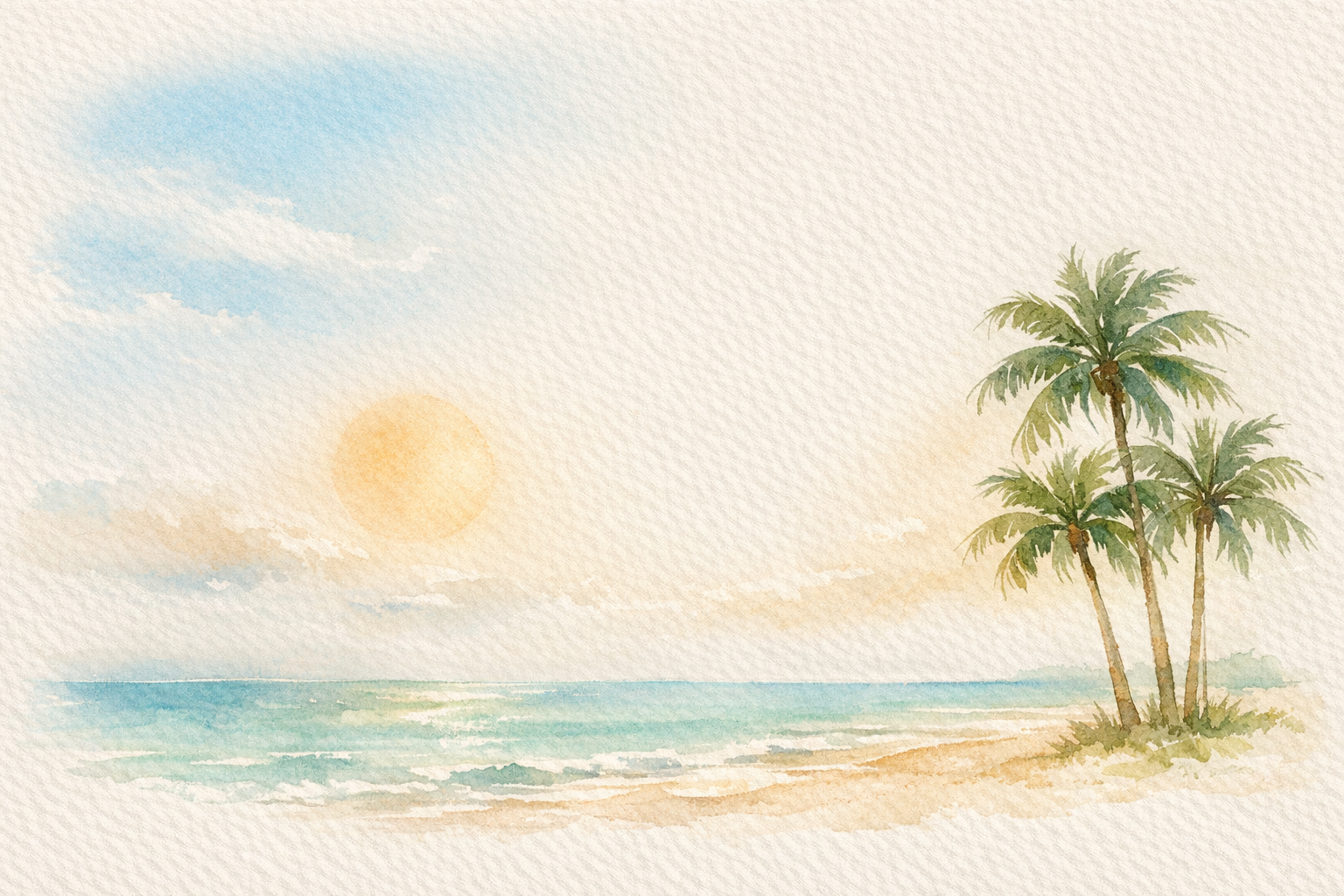 Watercolor coastal vignette of Boca Raton, Florida